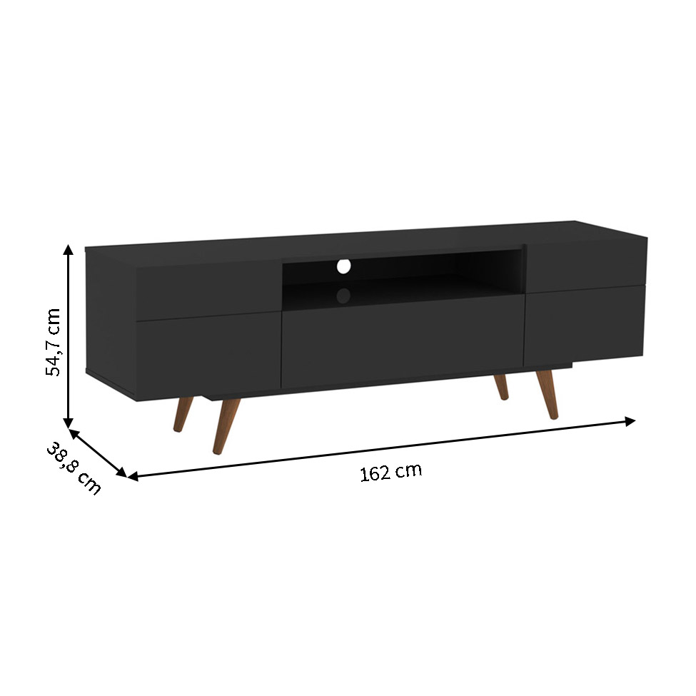 Rack Retrô Paris Preto 162 cm