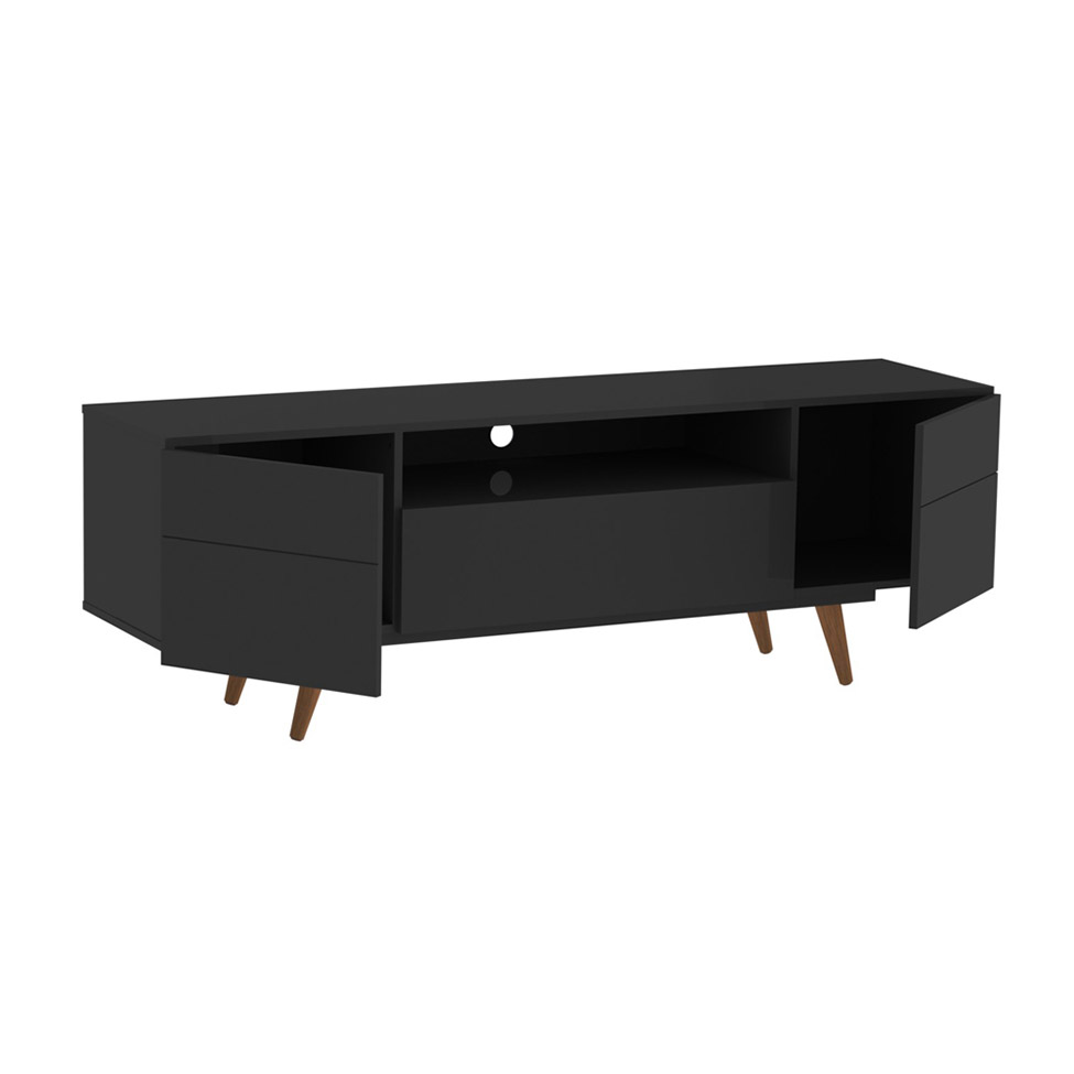 Rack Retrô Paris Preto 162 cm