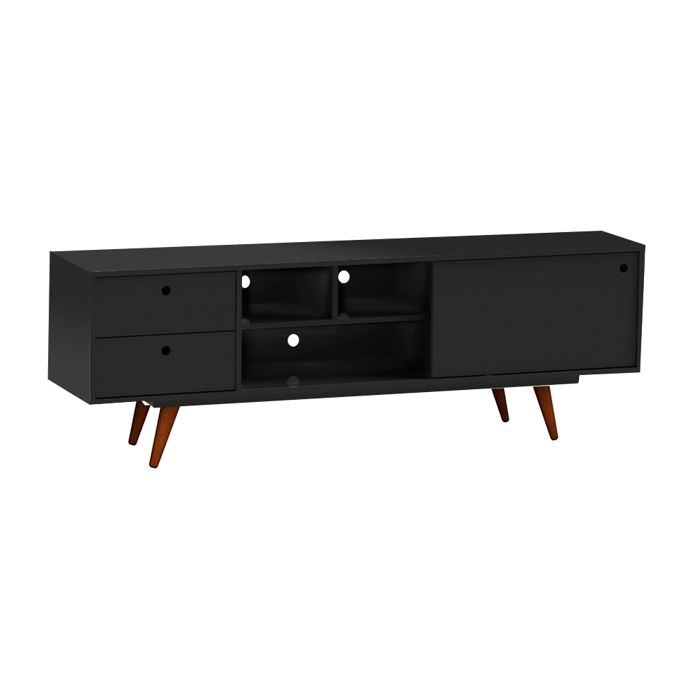 Rack Retrô Weimar Preto 162 cm