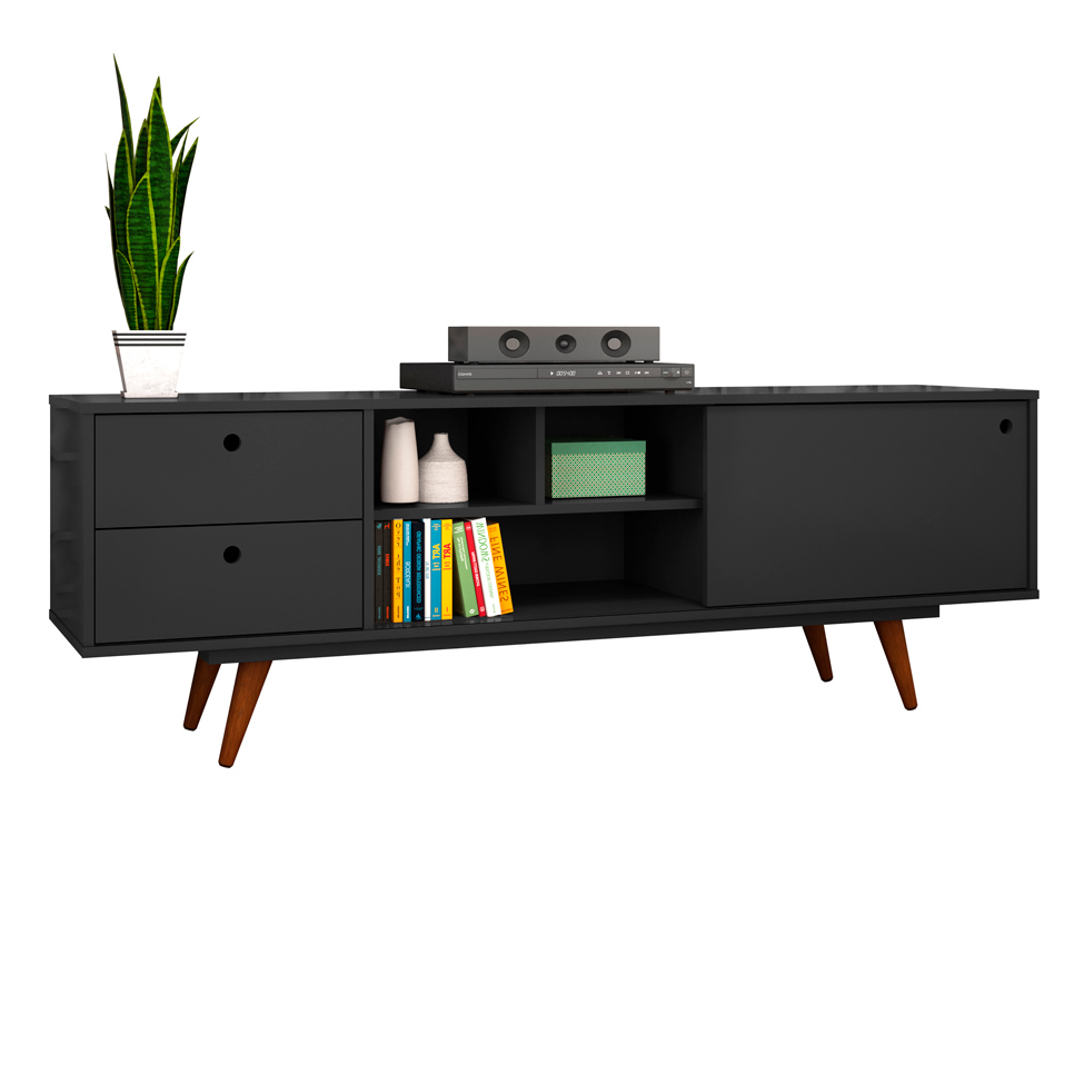 Rack Retrô Weimar Preto 162 cm
