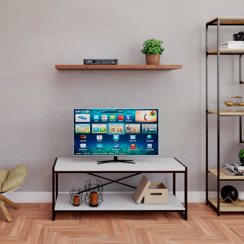 Rack Wooden Branco e Preto 120 cm