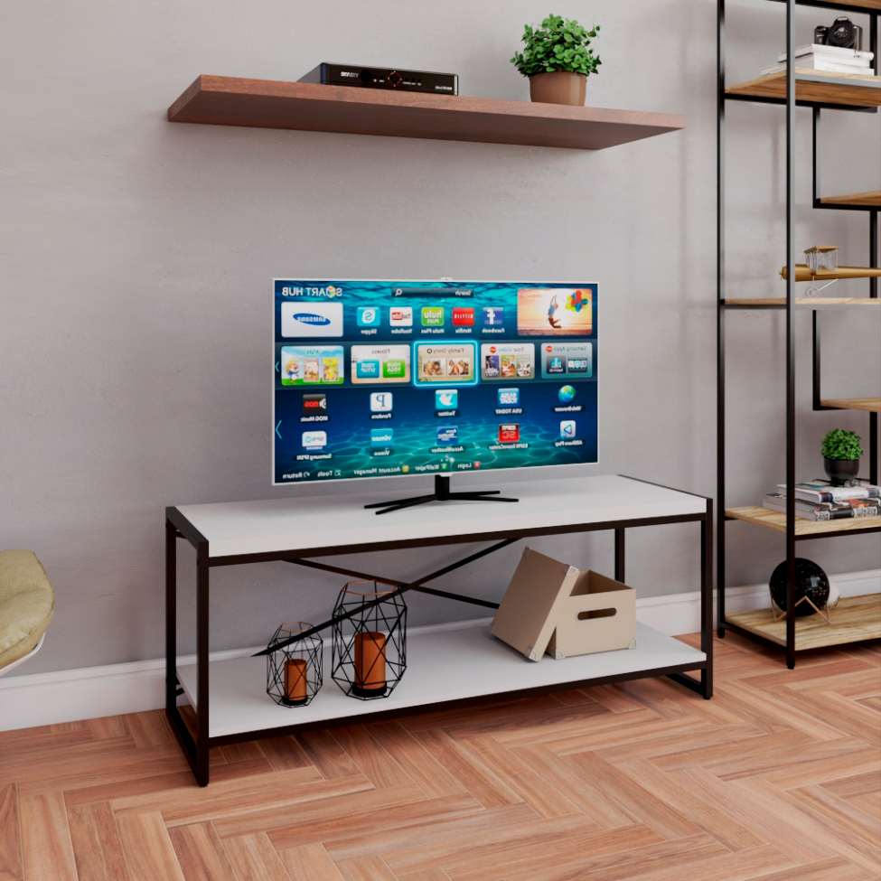 Rack Wooden Branco e Preto 120 cm