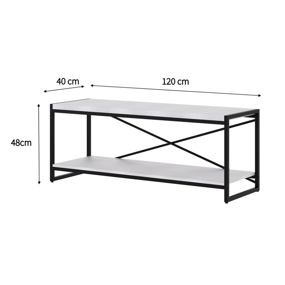 Rack Wooden Branco e Preto 120 cm