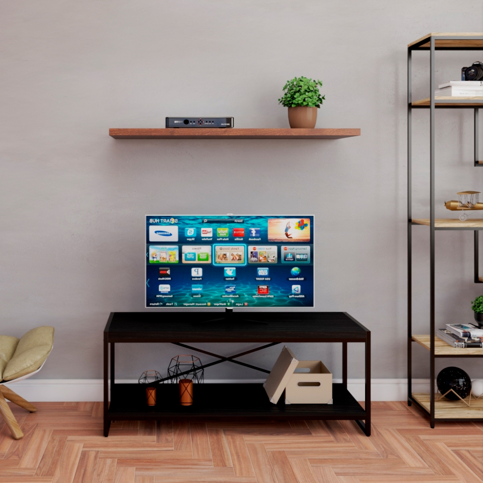 Rack Wooden Ônix e Preto 120 cm