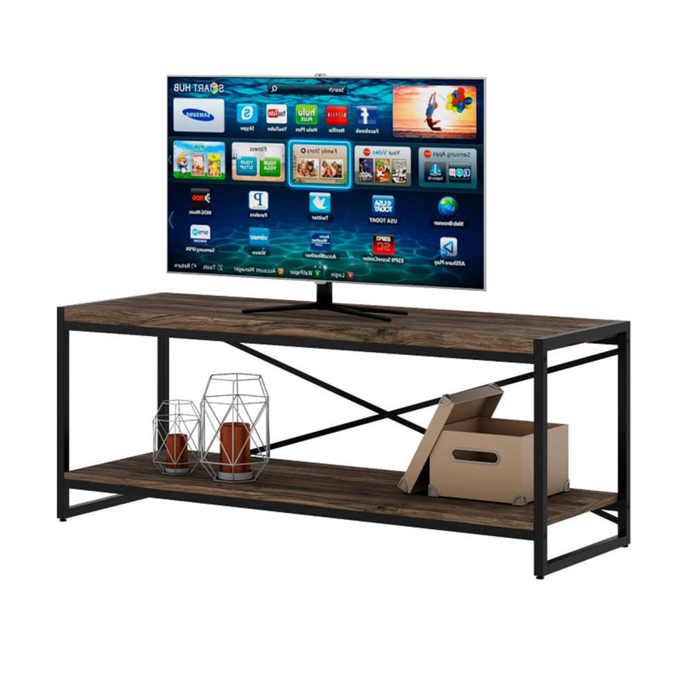 Rack Wooden Carvalho Dark e Preto 120 cm