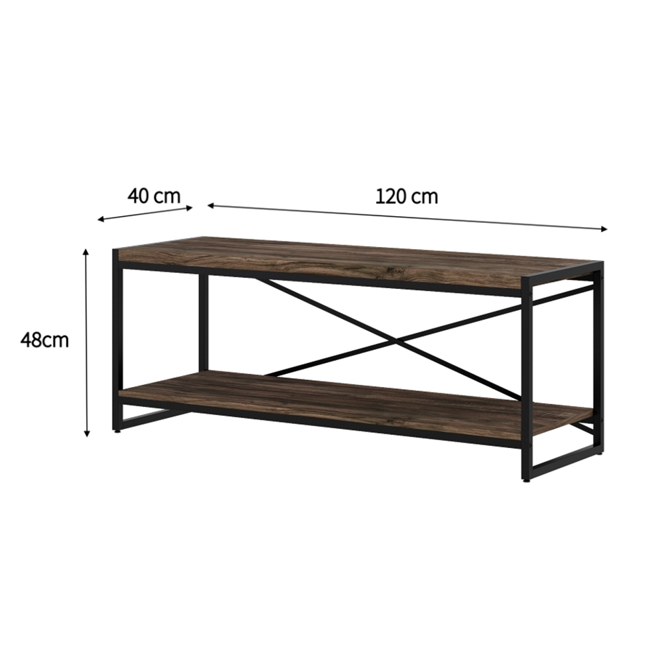 Rack Wooden Carvalho Dark e Preto 120 cm