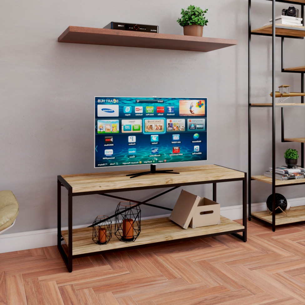 Rack Wooden Carvalho e Preto 120 cm