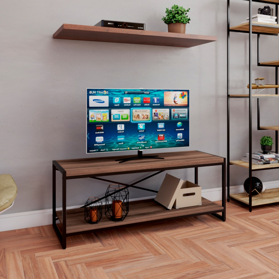 Rack Wooden Nogal e Preto 120 cm