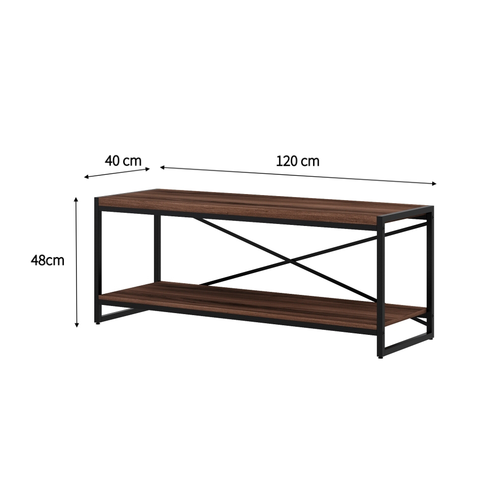 Rack Wooden Nogal e Preto 120 cm