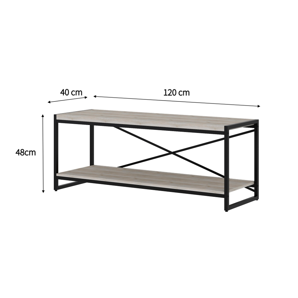 Rack Wooden Snow e Preto 120 cm