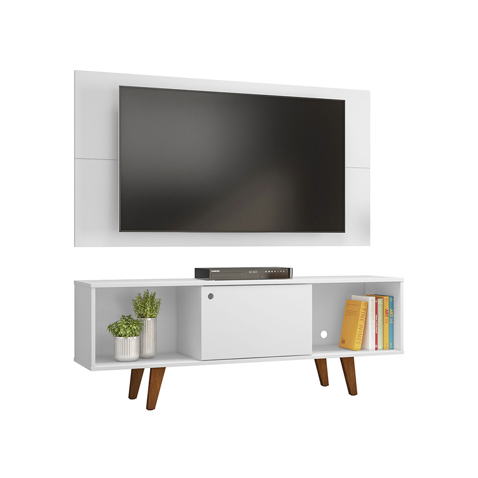Rack com Painel para TV até 42 Polegadas Salah Branco 135 cm