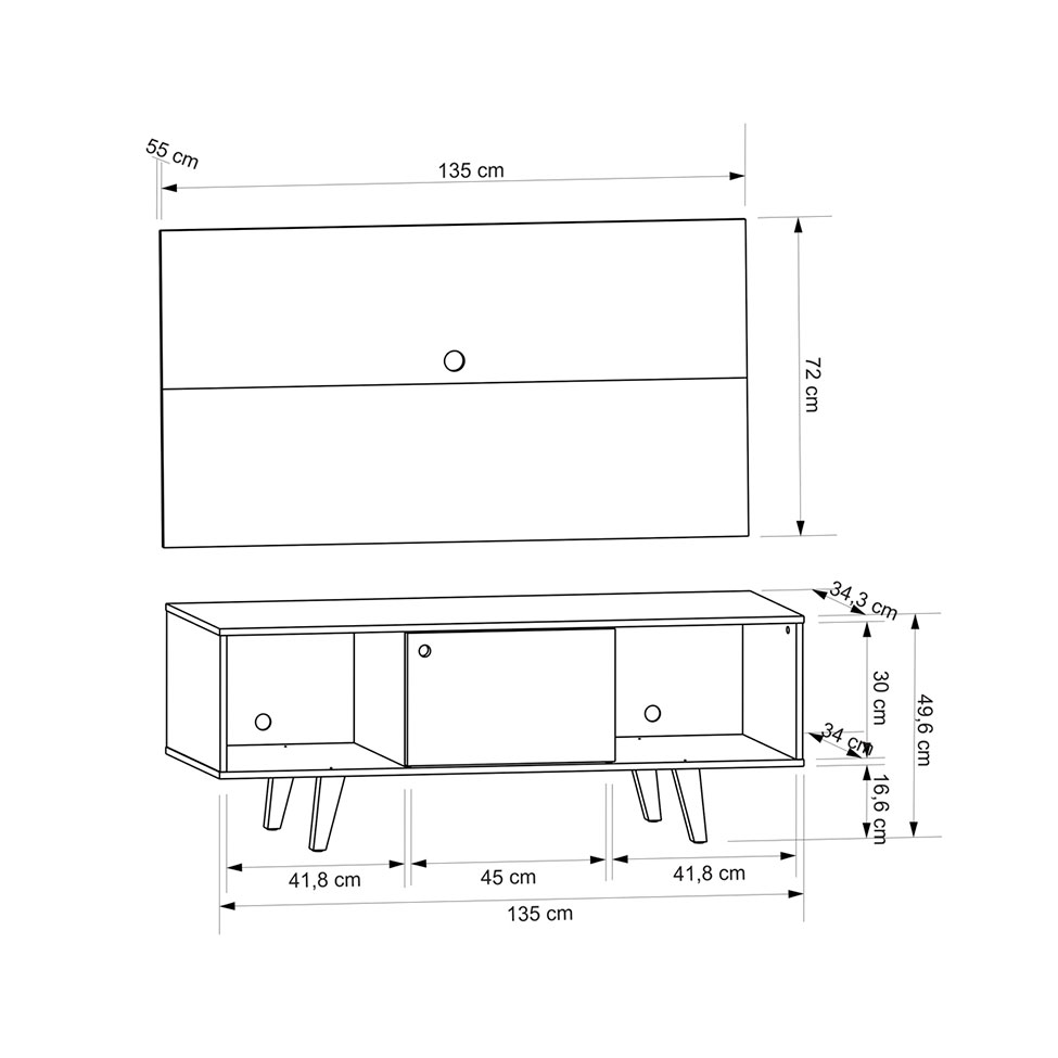 Rack com Painel para TV até 42 Polegadas Salah Branco 135 cm