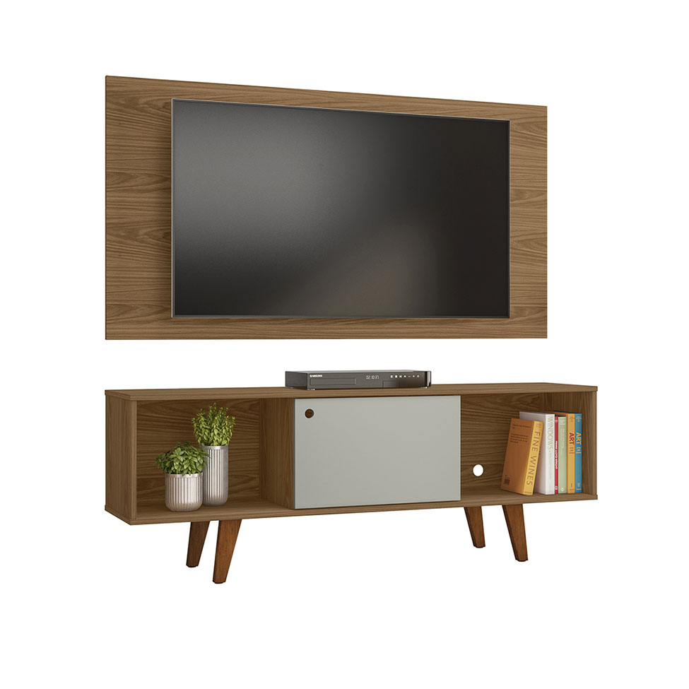 Rack com Painel para TV até 42 Polegadas SalahFreijo e Off White 135 cm