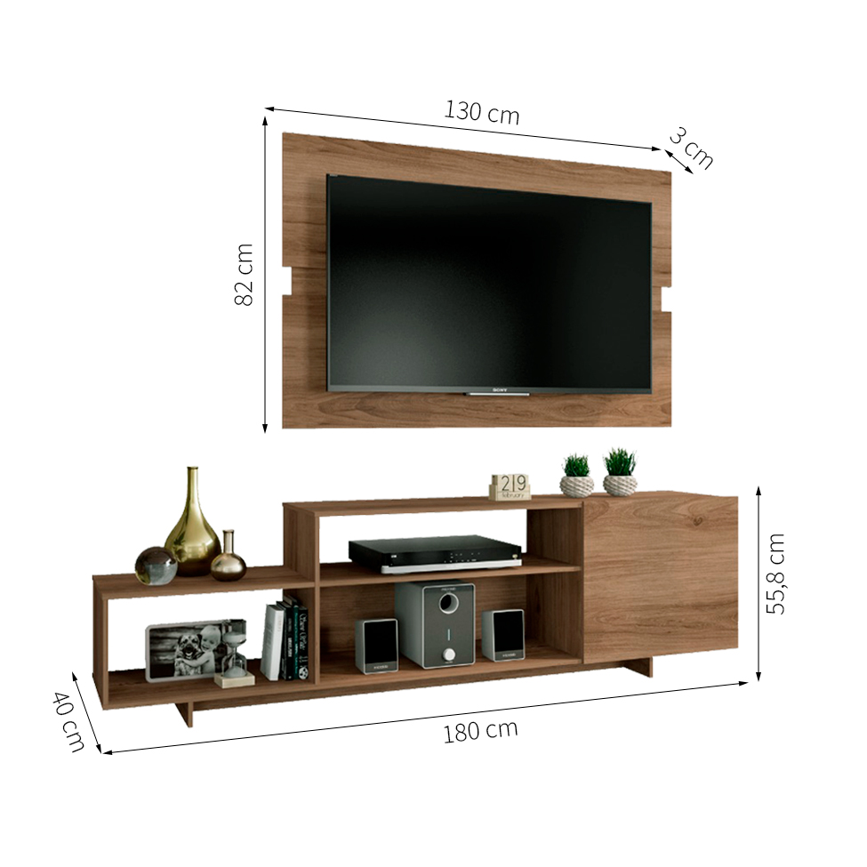 Rack com Painel para TV até 45 Polegadas Antonella Carvalho 180 cm