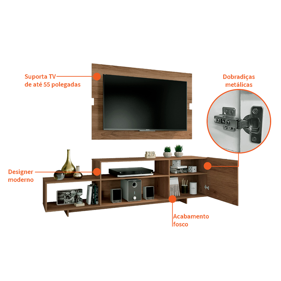 Rack com Painel para TV até 45 Polegadas Antonella Carvalho 180 cm