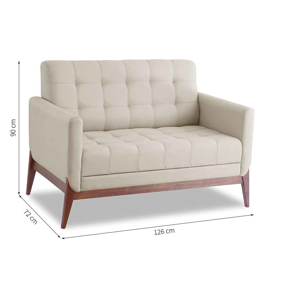 Sofá  2 Lugares Brooks Linho Areia 126 cm