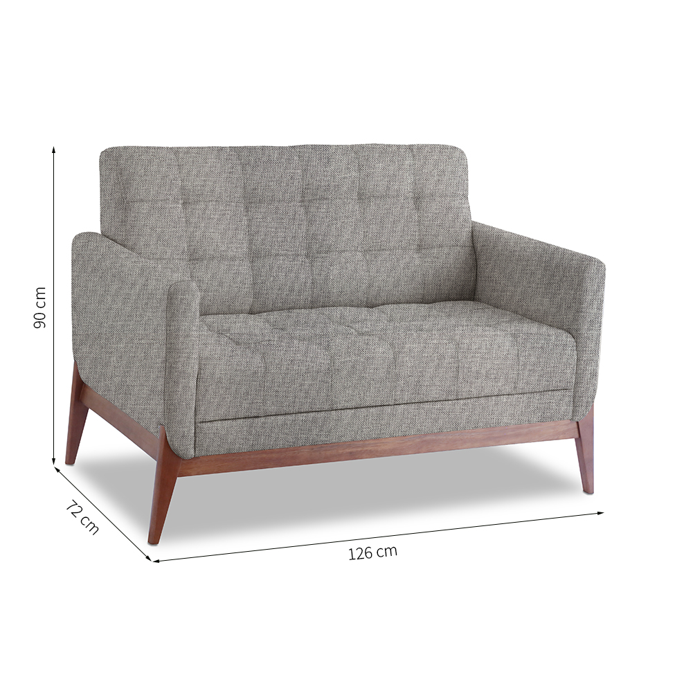 Sofá  2 Lugares Brooks Linho Cimento 126 cm