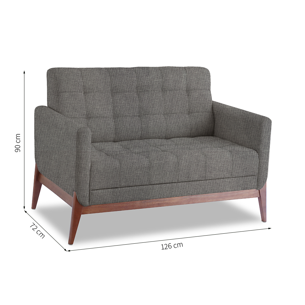 Sofá  2 Lugares Brooks Linho Cinza 126 cm