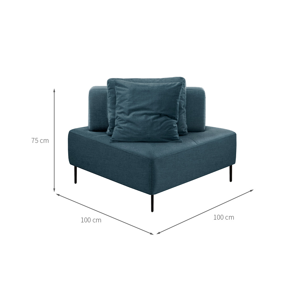 Sofá 1 Lugar Modular Canto Da Vinci Poliéster Azul