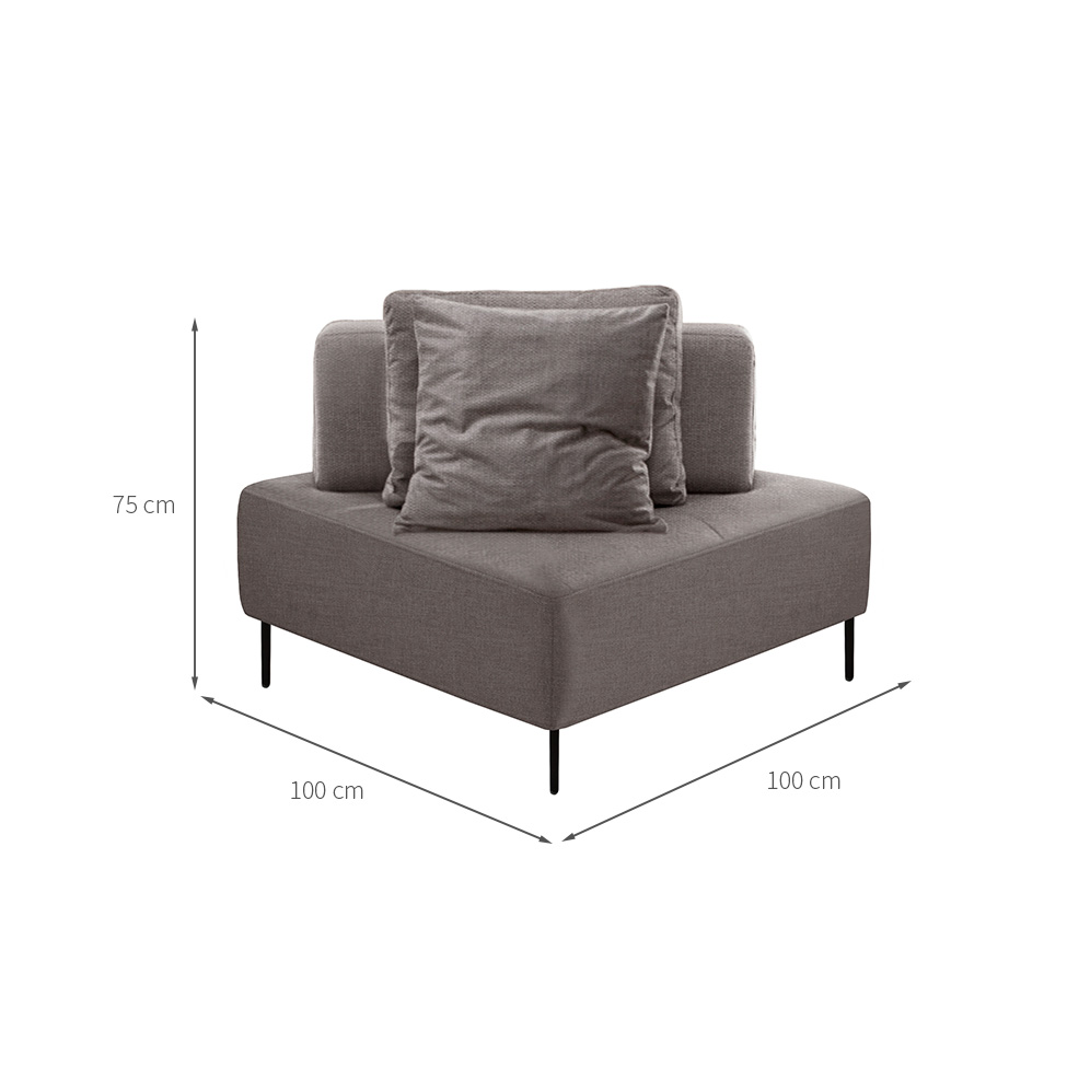 Sofá 1 Lugar Modular Canto Da Vinci Poliéster Cinza