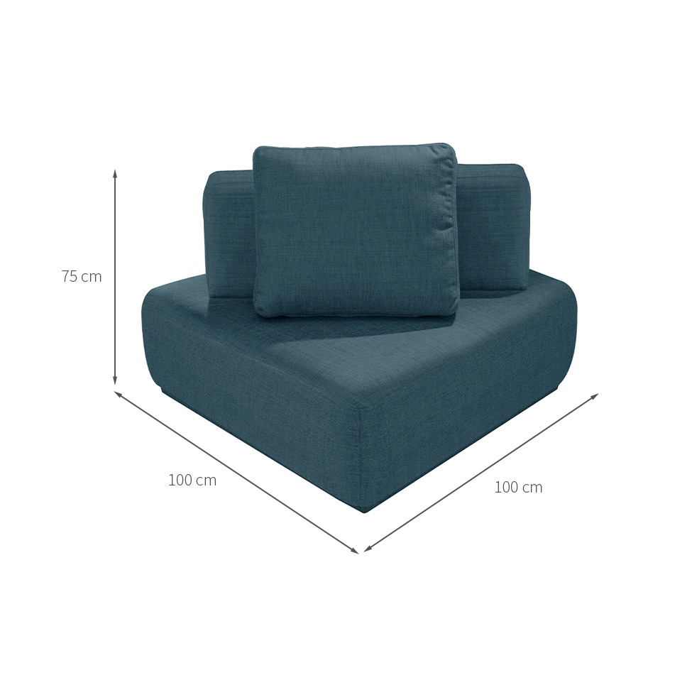 Sofá 1 Lugar Modular Dalí Poliéster Azul