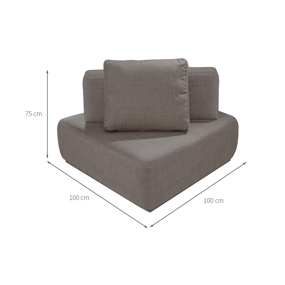 Sofá 1 Lugar Modular Dalí Poliéster Cinza