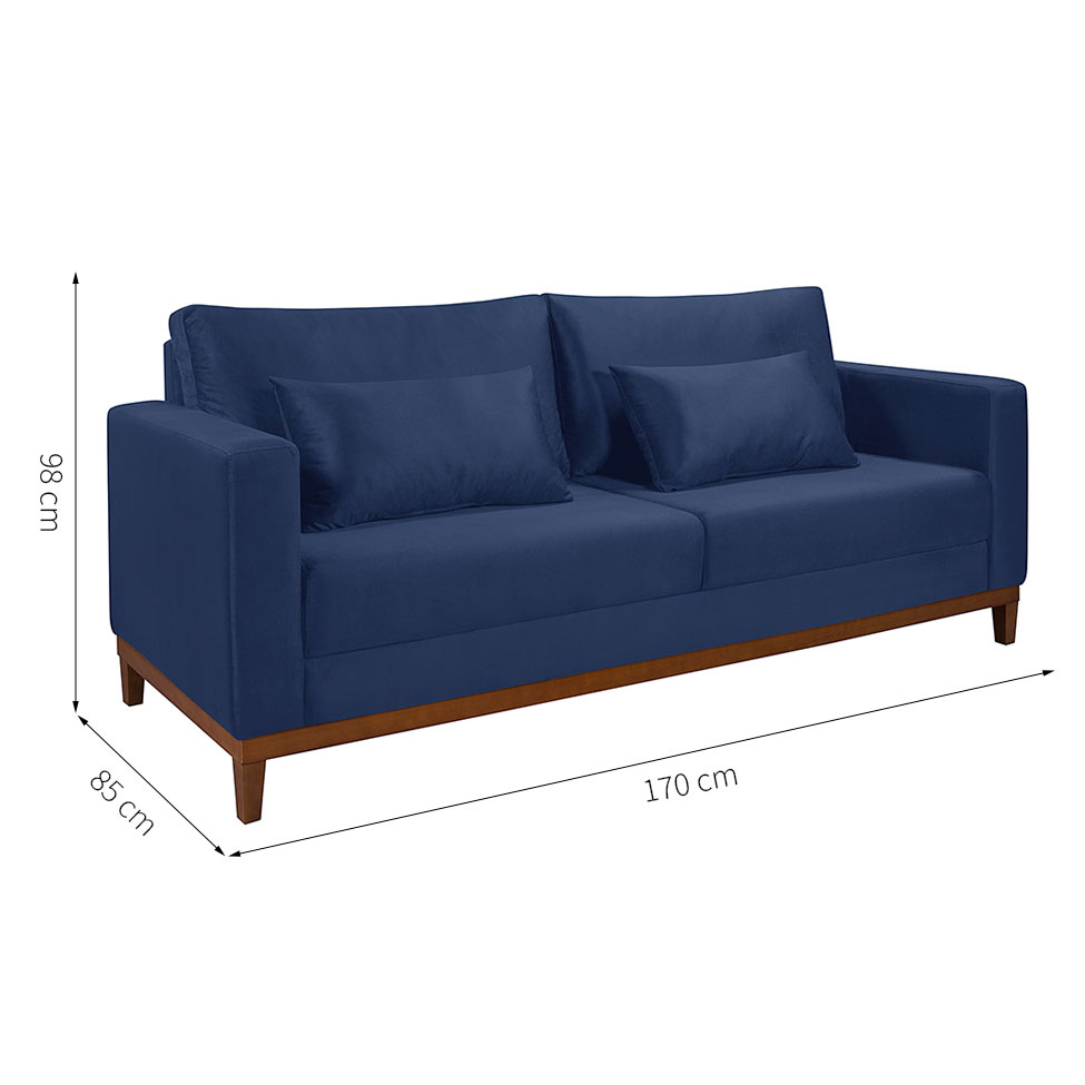 Sofá 2 Lugares Bahamas Suede Azul