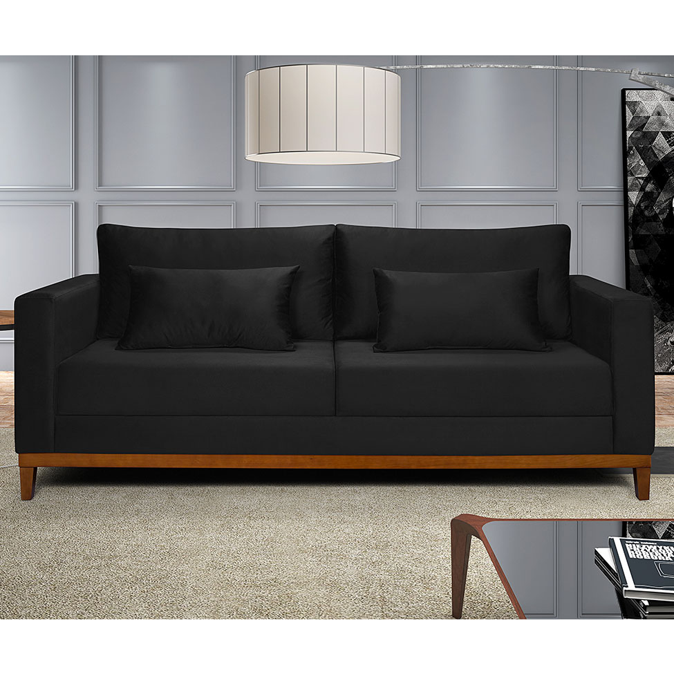 Sofá 2 Lugares Bahamas Suede Preto