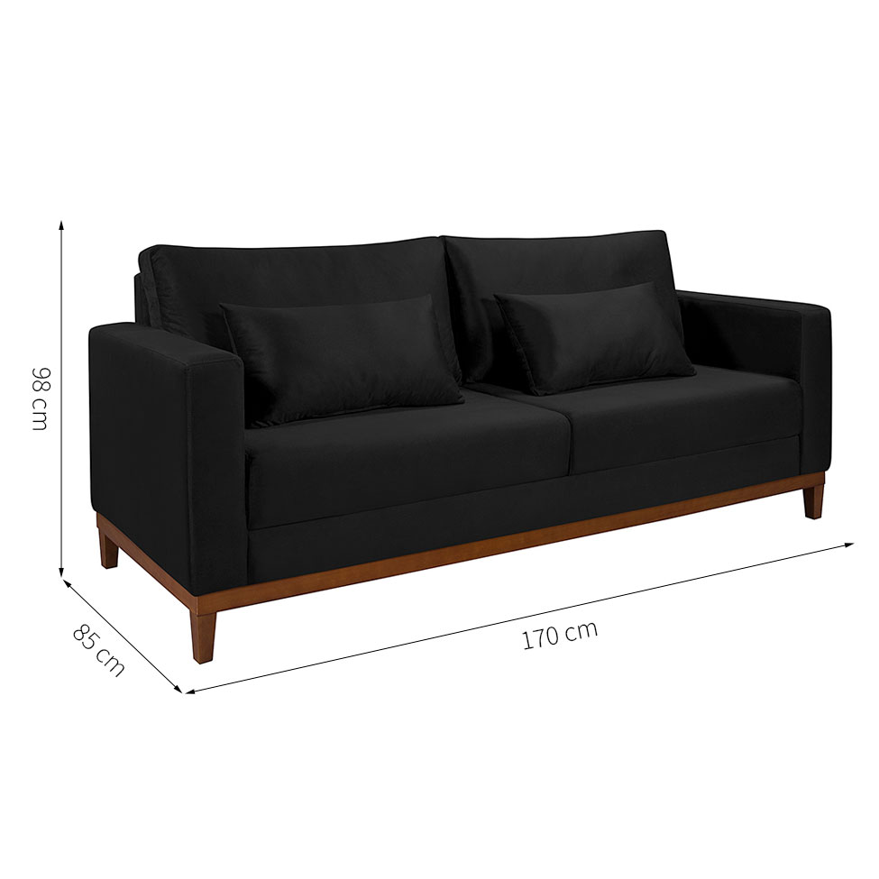 Sofá 2 Lugares Bahamas Suede Preto