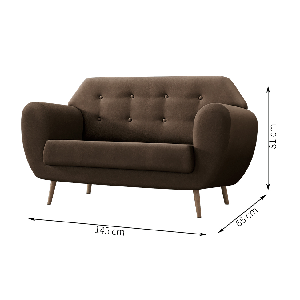 Sofá 2 Lugares Beegees Suede Marrom