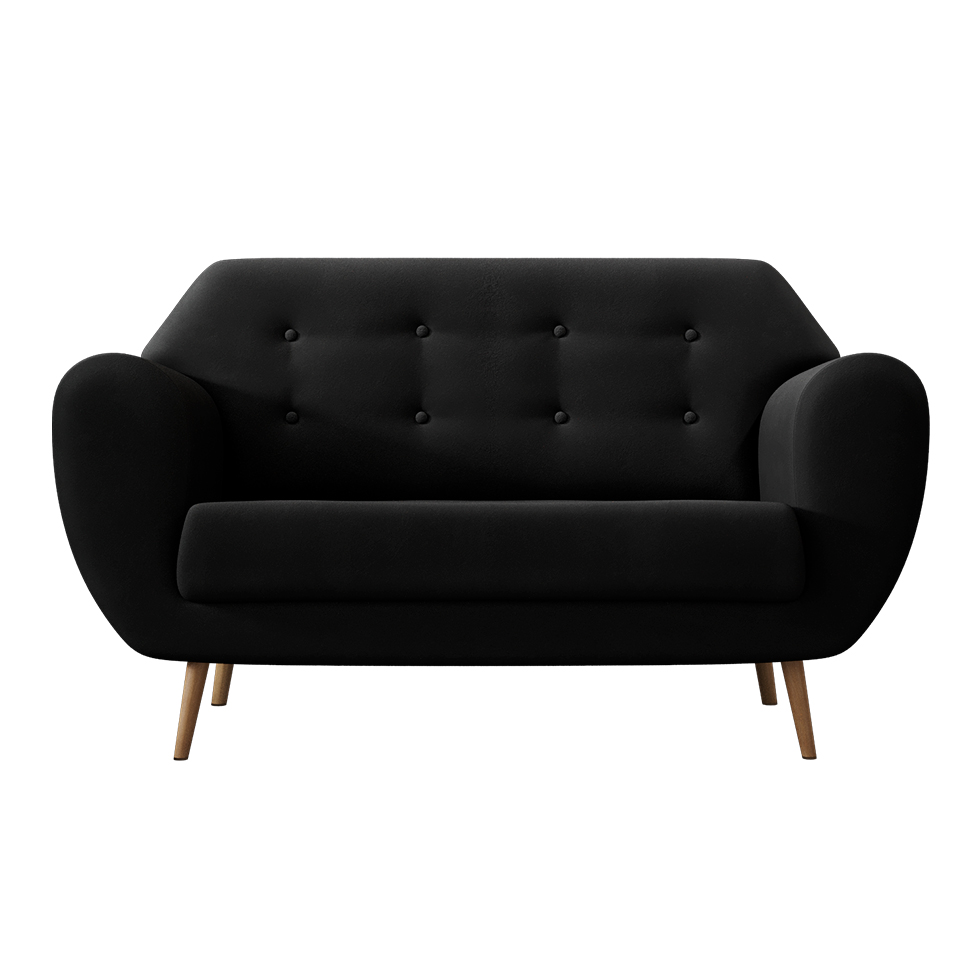 Sofá 2 Lugares Beegees Suede Preto