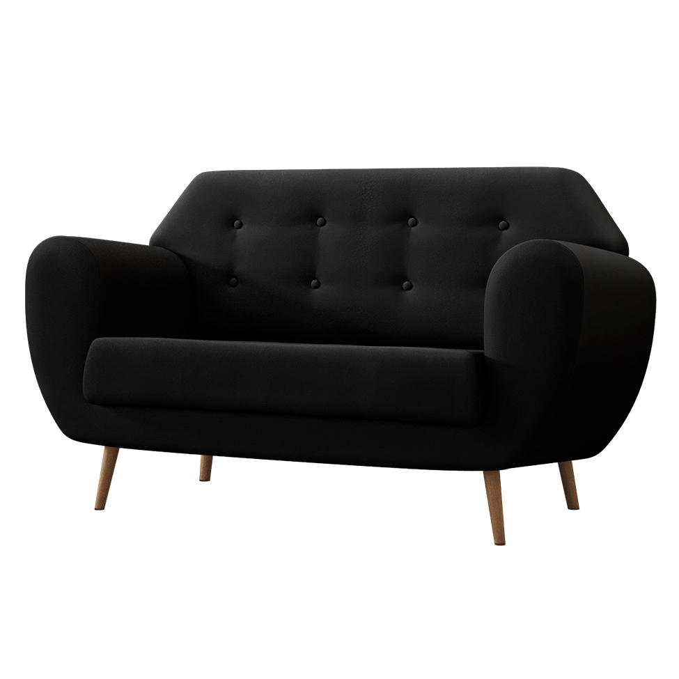 Sofá 2 Lugares Beegees Suede Preto