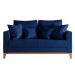 Sofá 2 Lugares Beny Base de Madeira Linho Cotton Azul Marinho