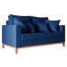 Sofá 2 Lugares Beny Base de Madeira Linho Cotton Azul Marinho