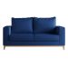 Sofá 2 Lugares Davos Base de Madeira Linho Cotton Azul Marinho