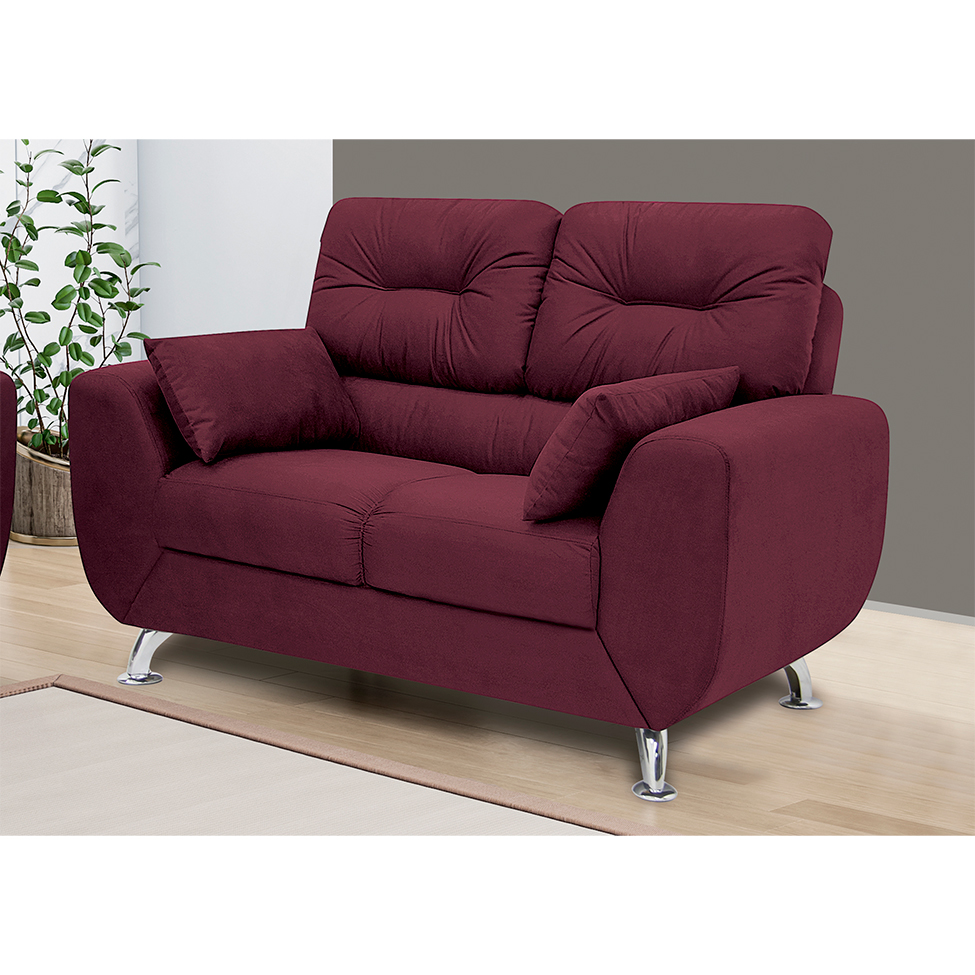 Sofá 2 Lugares Denver Suede Vinho