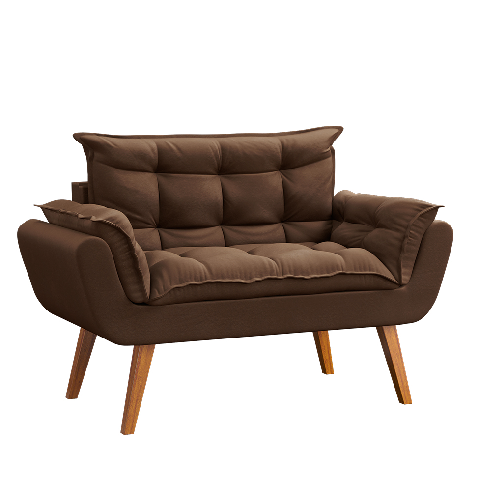 Sofá 2 Lugares Dock Suede Marrom