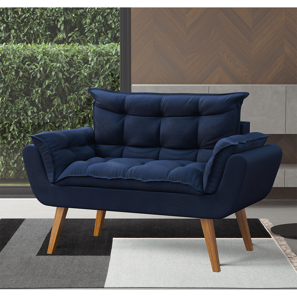 Sofá 2 Lugares Dock Velosuede Azul Marinho
