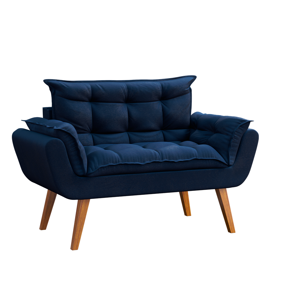 Sofá 2 Lugares Dock Velosuede Azul Marinho