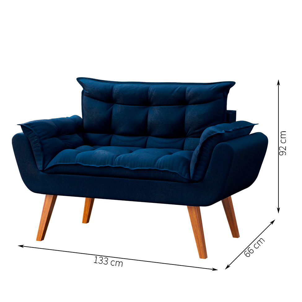 Sofá 2 Lugares Dock Velosuede Azul Marinho