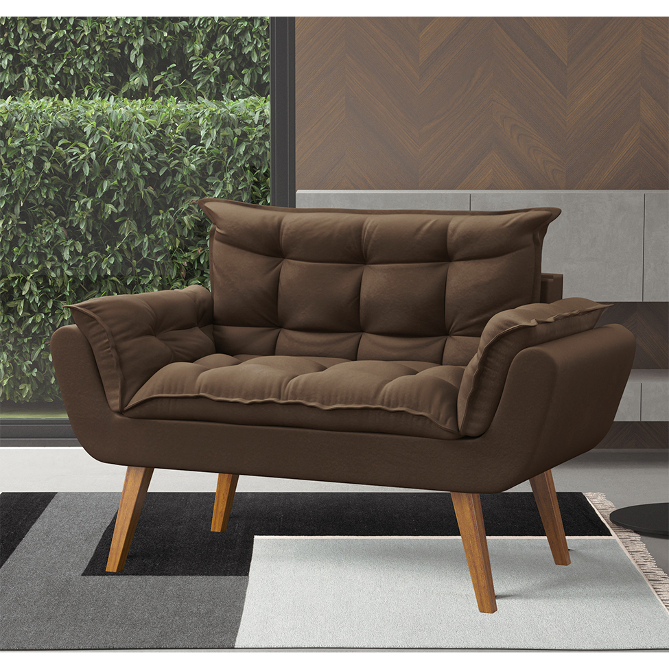 Sofá 2 Lugares Dock Velosuede Marrom