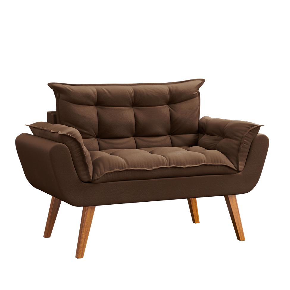 Sofá 2 Lugares Dock Velosuede Marrom
