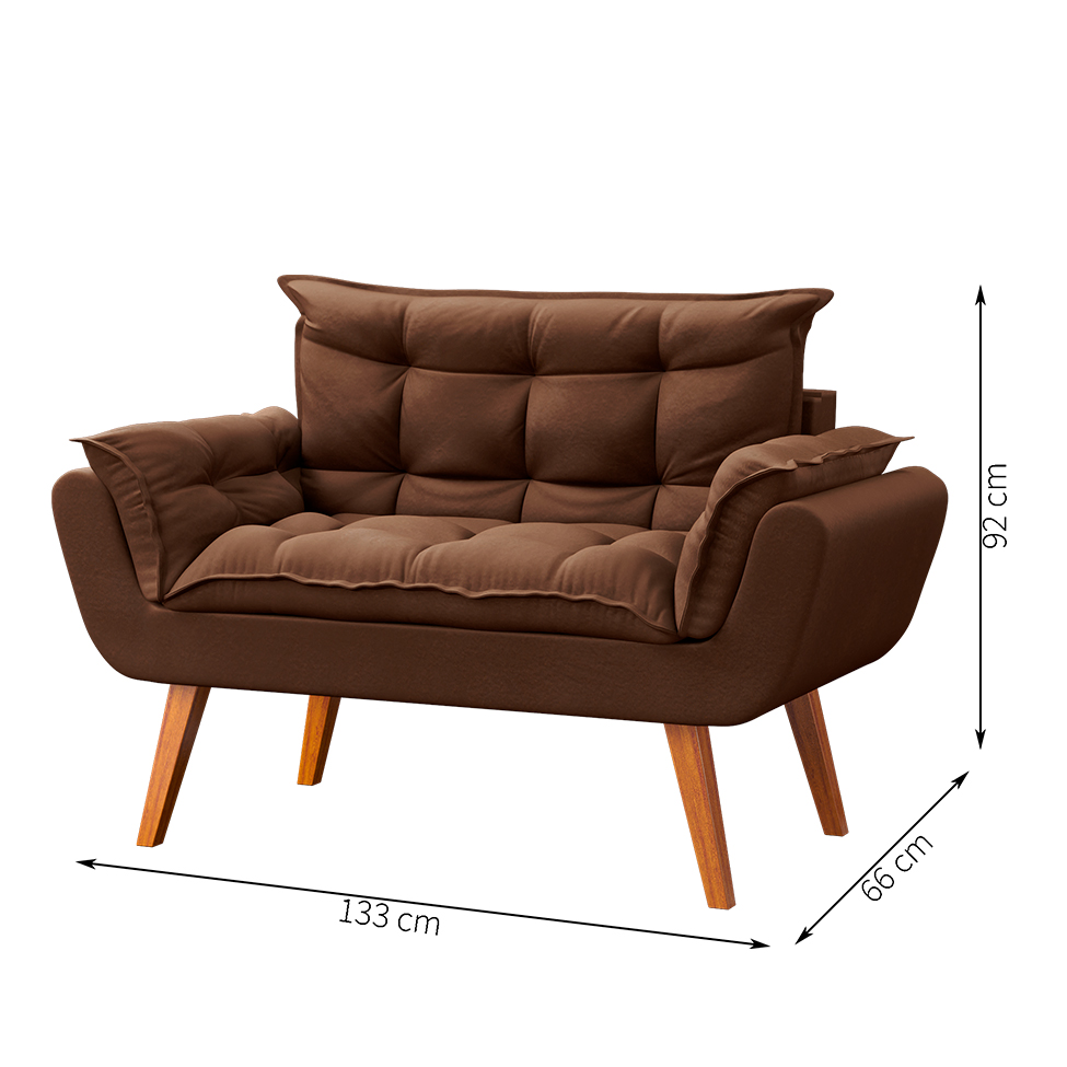 Sofá 2 Lugares Dock Velosuede Marrom