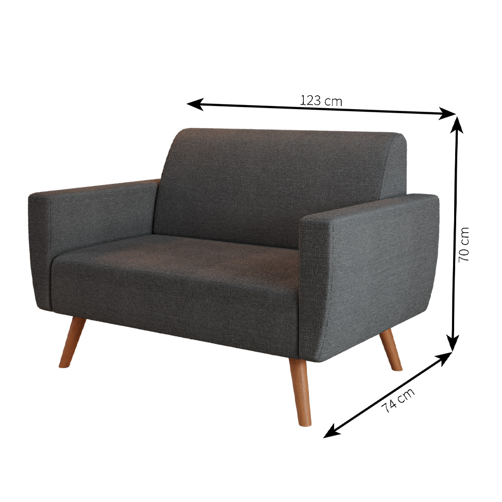 Sofá 2 Lugares Halifax Linho Grafite