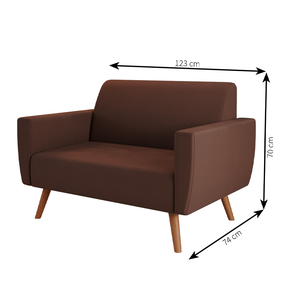 Sofá 2 Lugares Halifax Suede Marrom