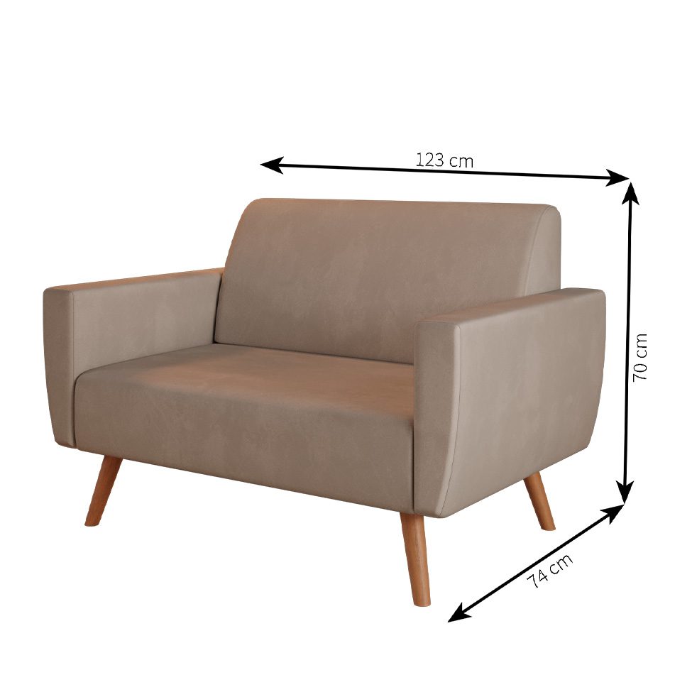 Sofá 2 Lugares Halifax Velosuede Bege