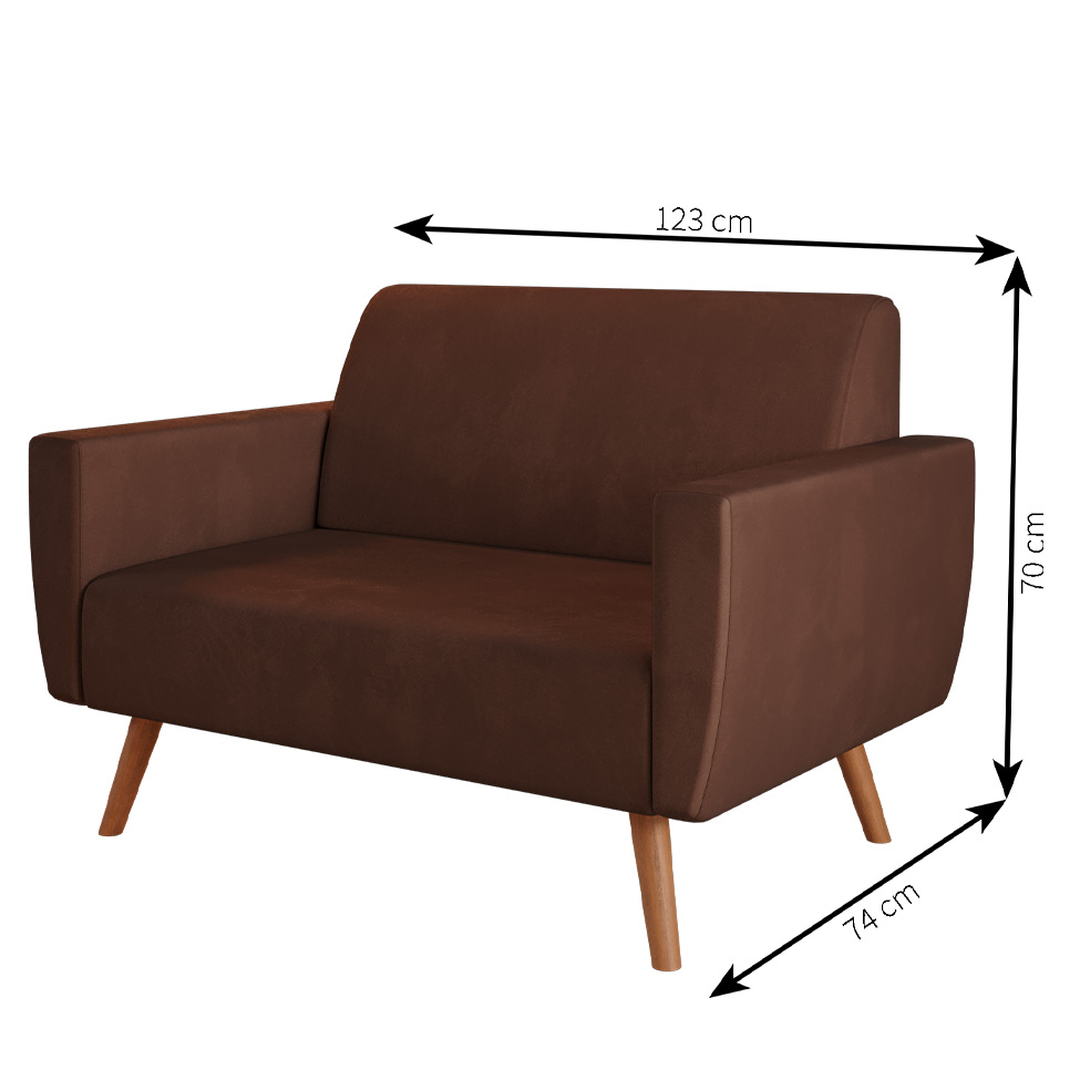Sofá 2 Lugares Halifax Velosuede Marrom