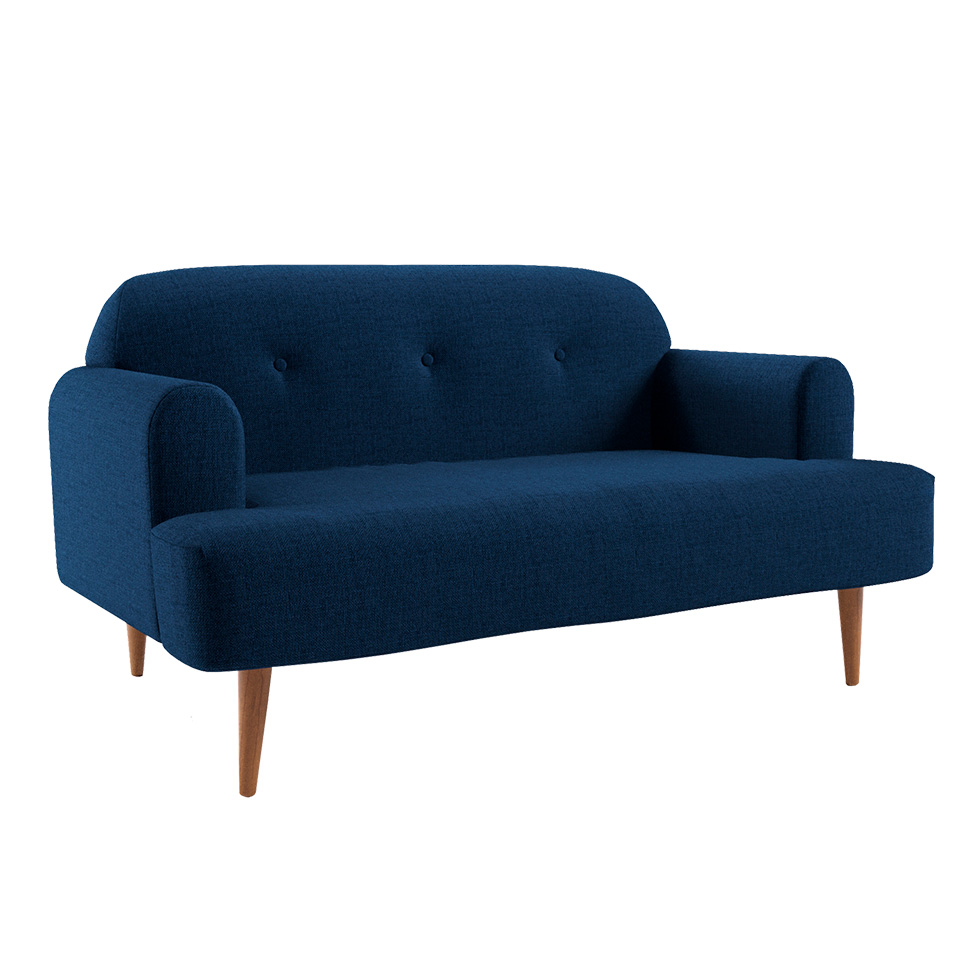 Sofá 2 Lugares Kiev Linho Azul Marinho 130 cm