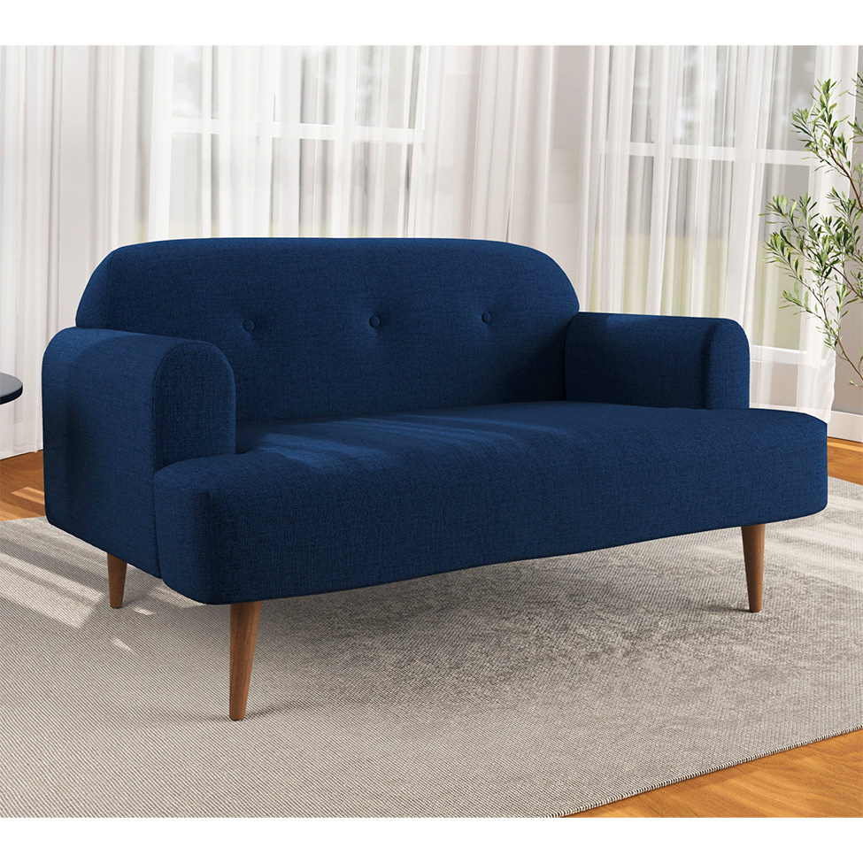 Sofá 2 Lugares Kiev Linho Azul Marinho 130 cm