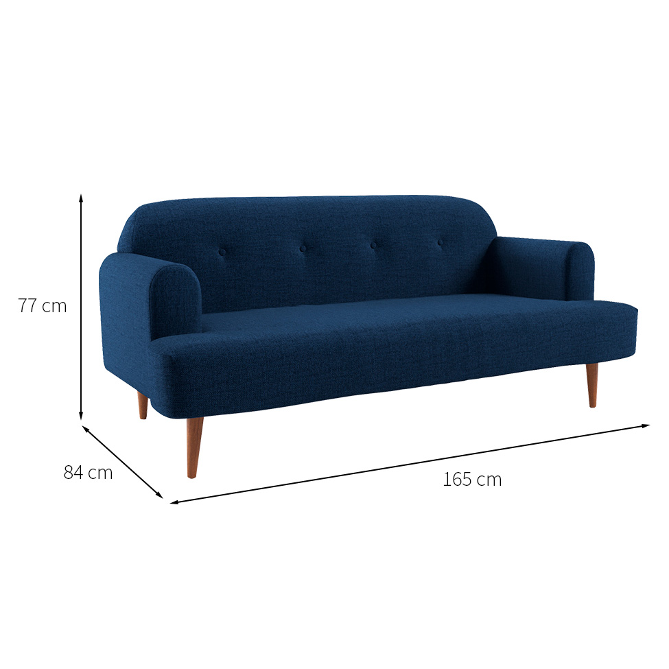 Sofá 2 Lugares Kiev Linho Azul Marinho 165 cm